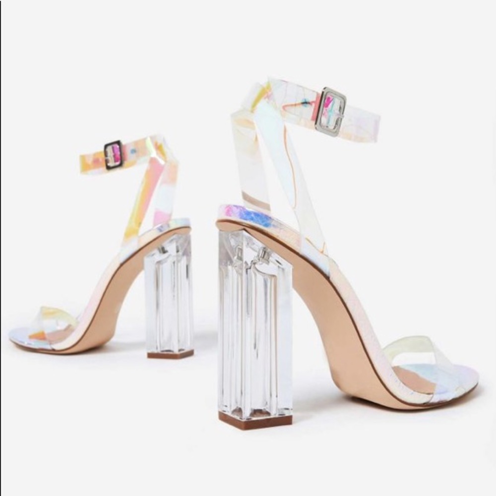 Mermaid | Lucite Block Heels in Ice Holo - Picture 5 of 6
